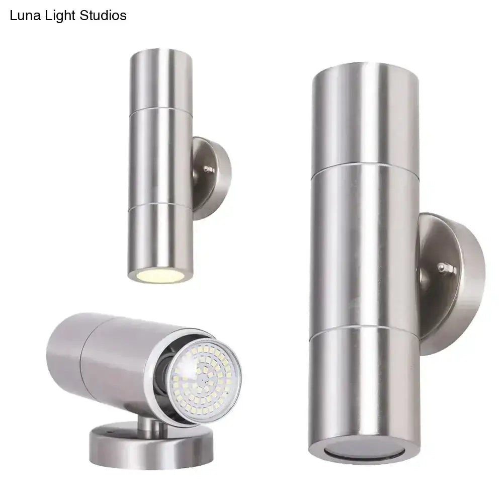 Modern silver cylindrical wall sconces outdoor minimalist light