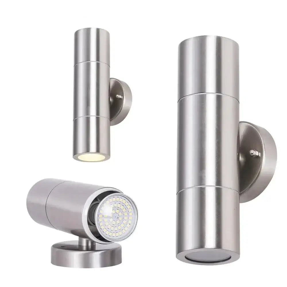 Modern silver cylindrical wall sconces outdoor minimalist light
