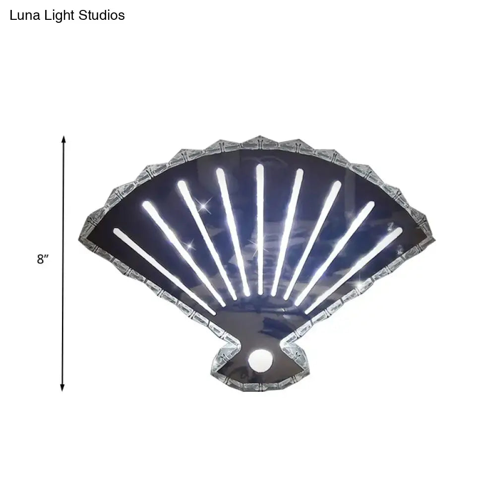 Modern silver fan wall lamp bedroom scalloped led light
