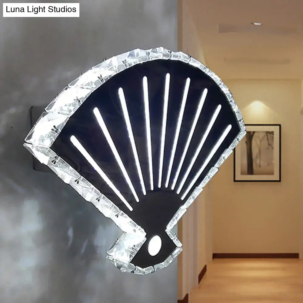 Modern silver fan wall lamp bedroom scalloped led light