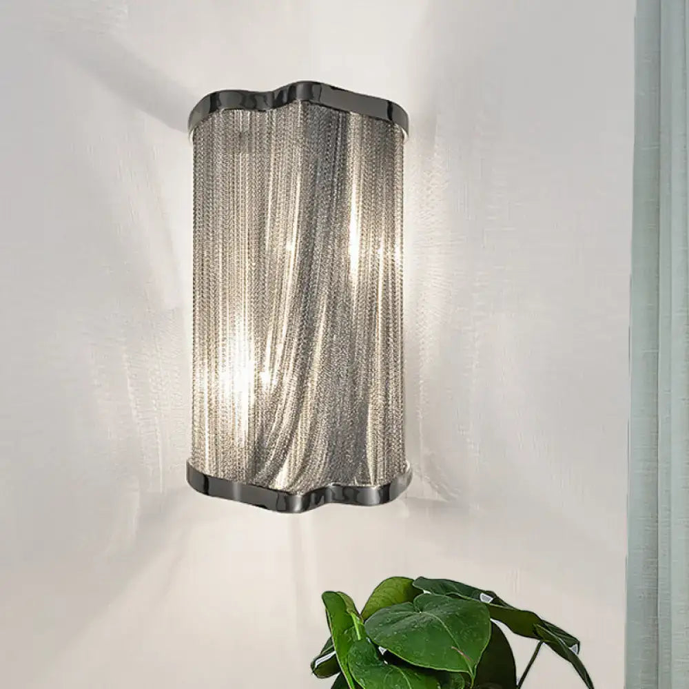 Modern silver finish tassel wall mounted light – living room