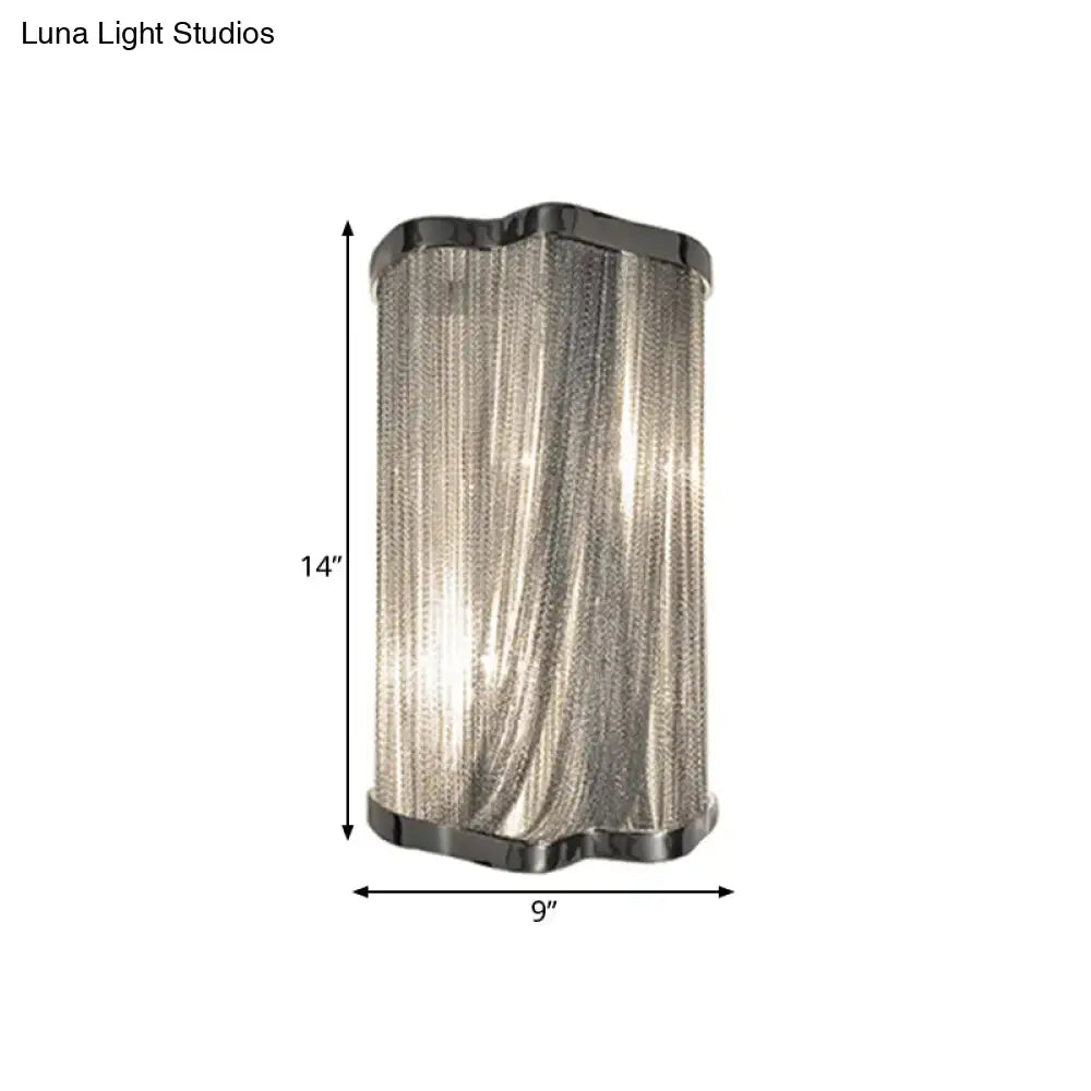 Modern silver finish tassel wall mounted light – living room
