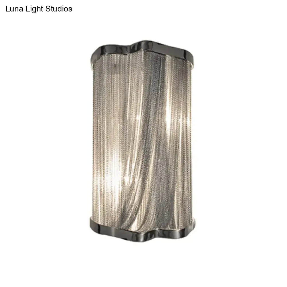 Modern silver finish tassel wall mounted light – living room