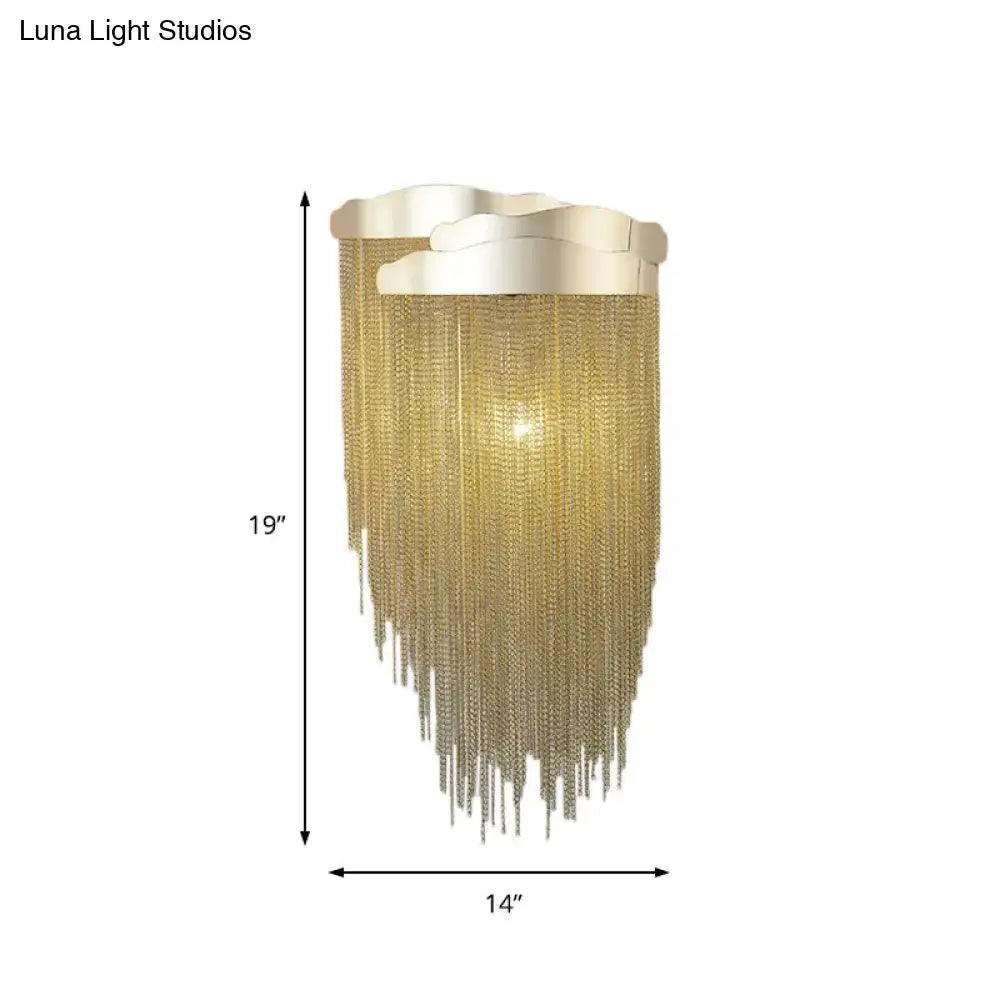 Modern silver & gold tassel design wall lamp for bedroom
