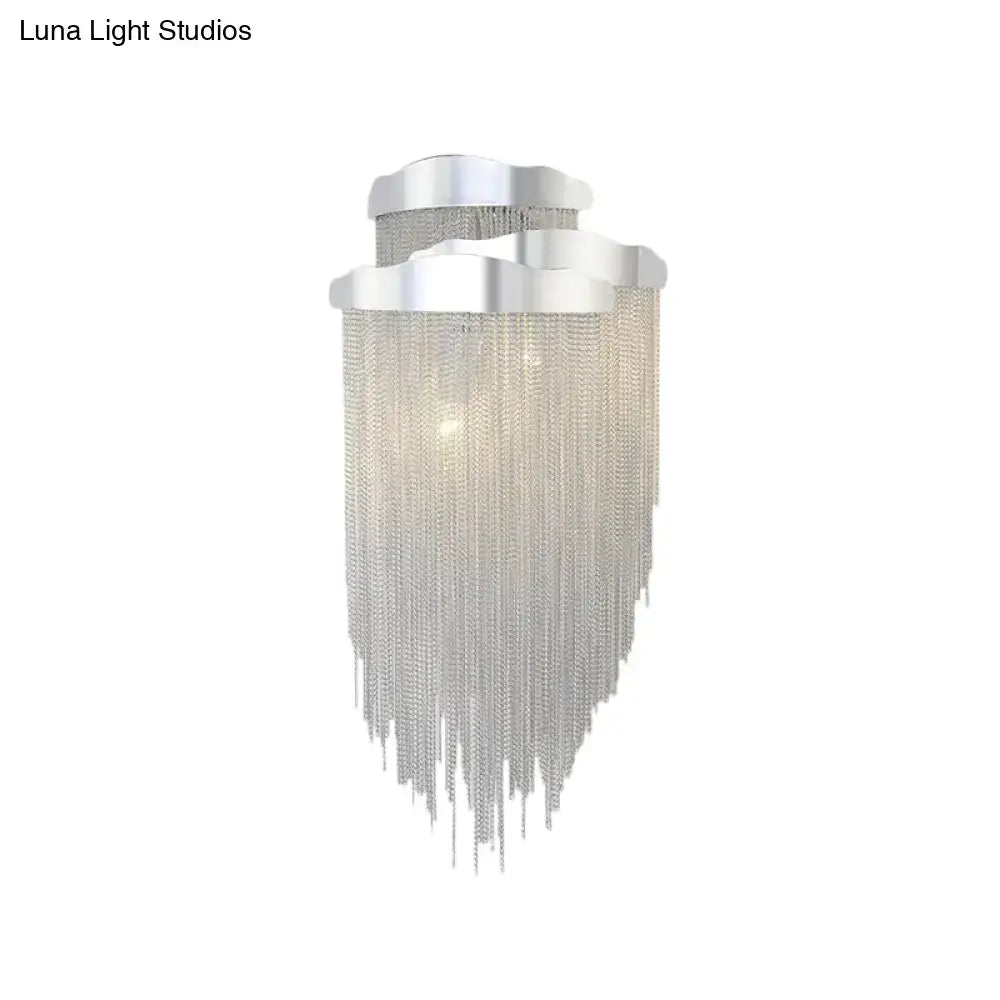 Modern silver & gold tassel design wall lamp for bedroom