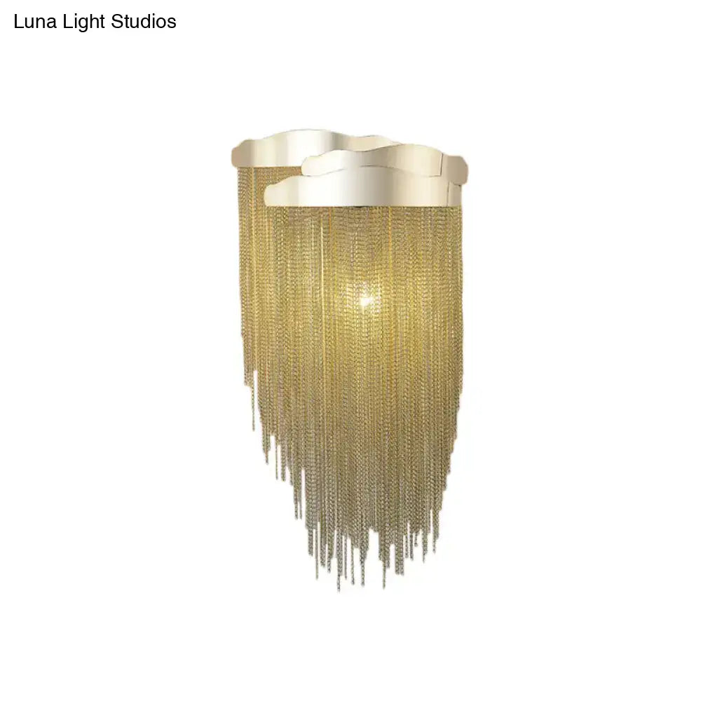 Modern silver & gold tassel design wall lamp for bedroom
