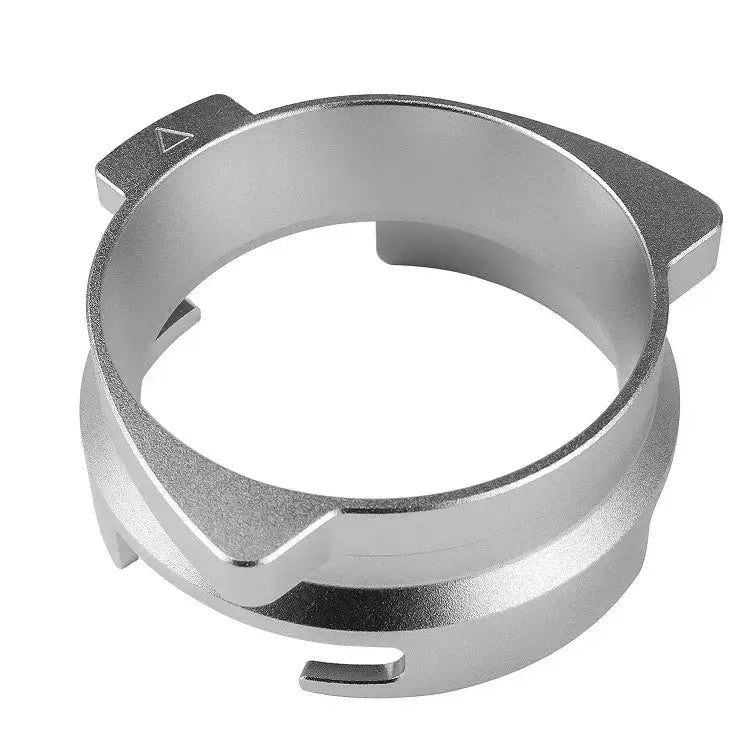 Modern silver machined coffee dosing funnel ring kitchen accessory