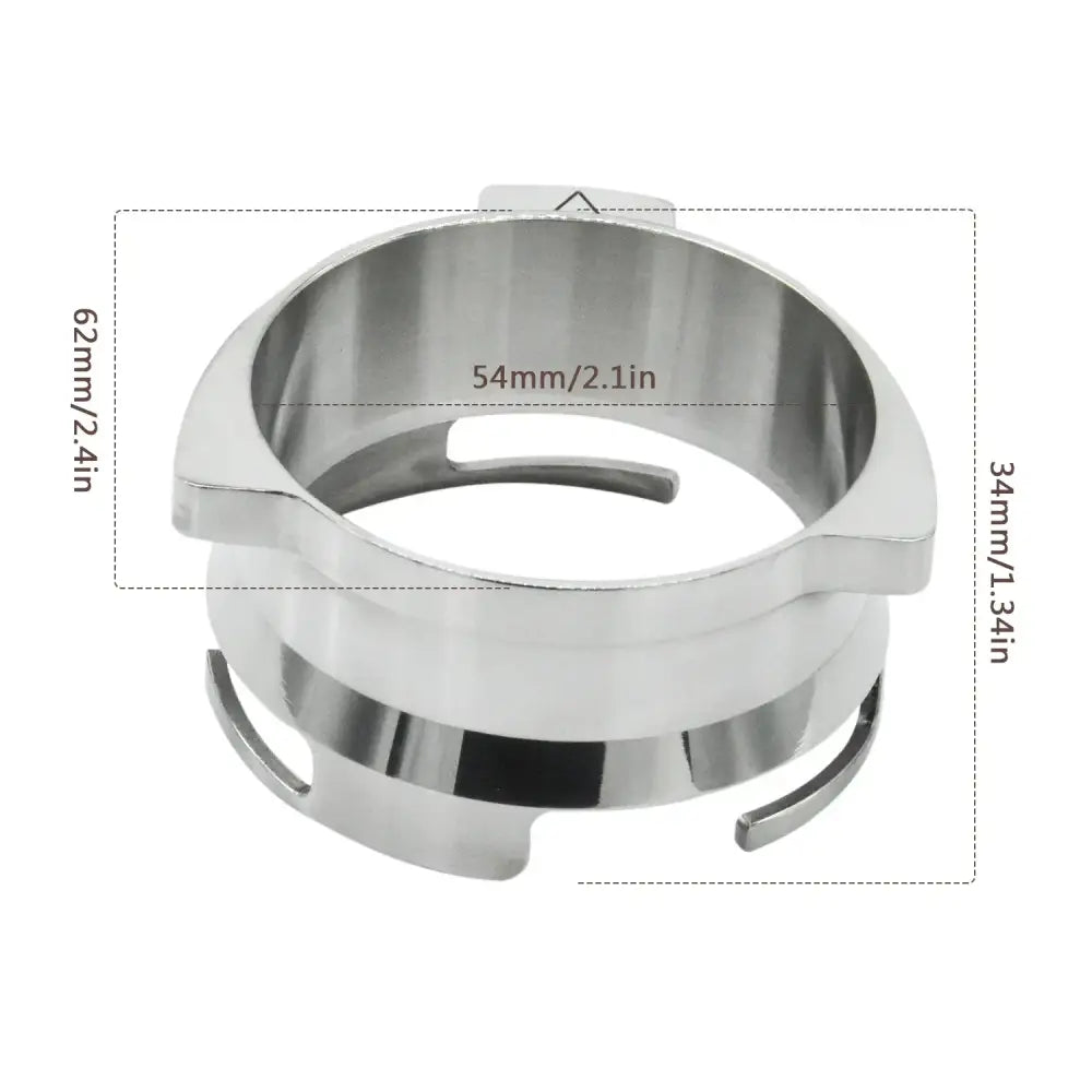Modern silver machined coffee dosing funnel ring kitchen accessory