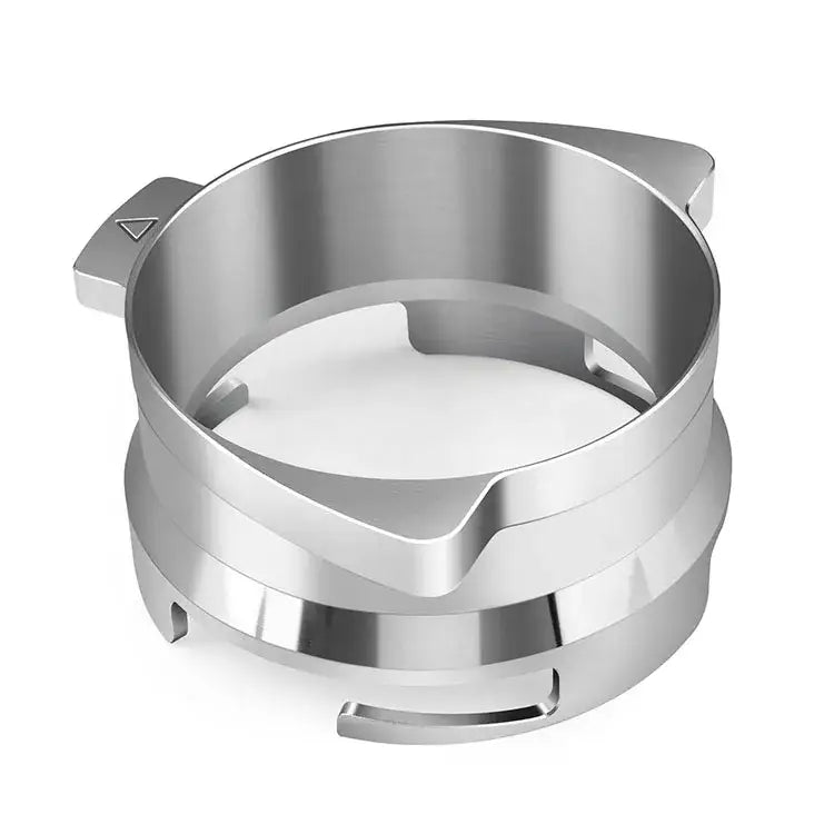 Modern silver machined coffee dosing funnel ring kitchen accessory