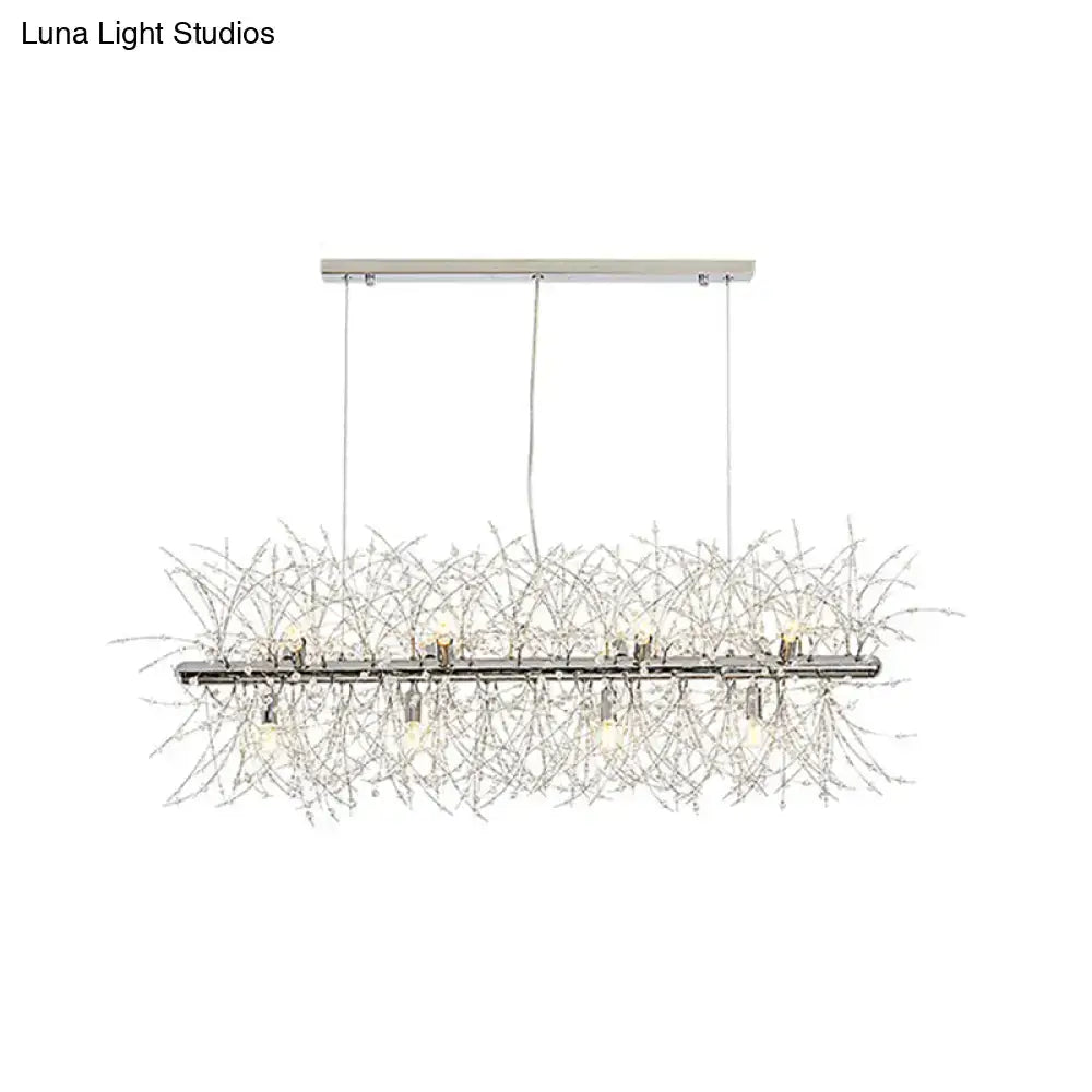 Modern silver metal linear island light dining room chandelier