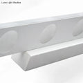 Modern silver oblong acrylic led wall light bathroom vanity mirror featuring a silver metallic channel rail with oval cutouts