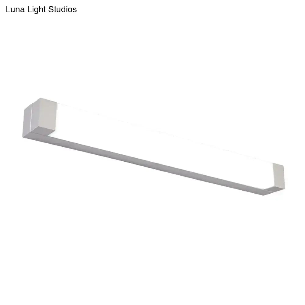 Modern silver rectangular led vanity light flush mount bathroom sconce