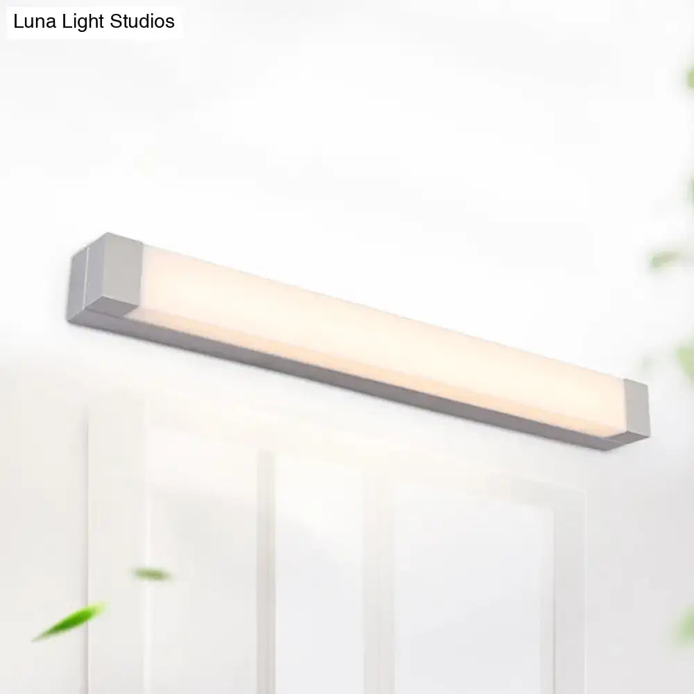 Modern silver rectangular led vanity light flush mount bathroom sconce