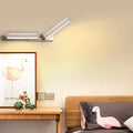 Modern silver rectangular led wall mounted light fixture with sleek minimalist design for bedroom sconce use