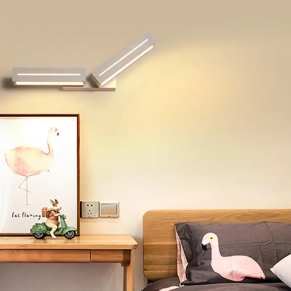 Modern silver rectangular led wall mounted light bedroom sconce