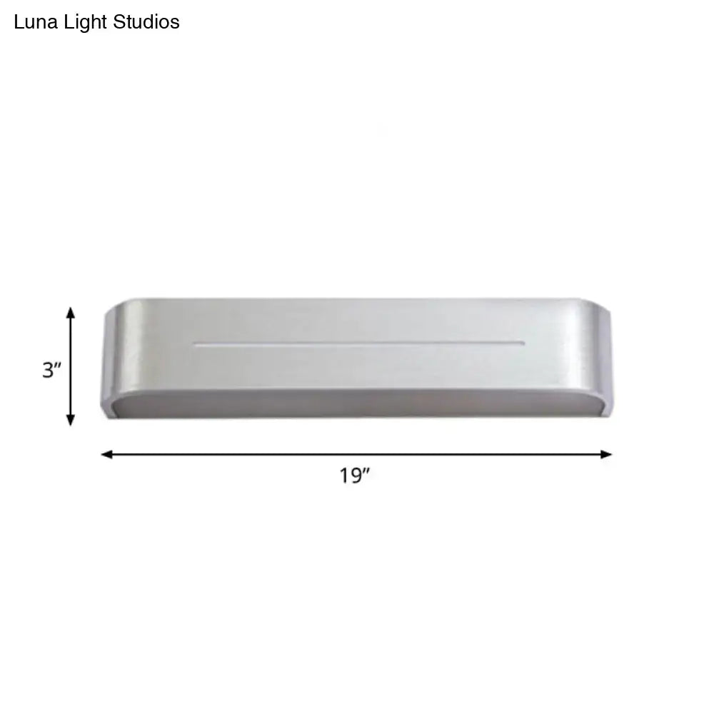 Modern silver rectangular led wall sconce with aluminum shade bedroom