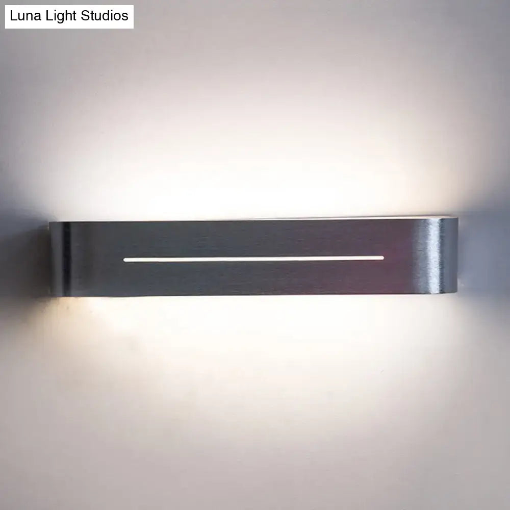 Modern silver rectangular led wall sconce with aluminum shade bedroom