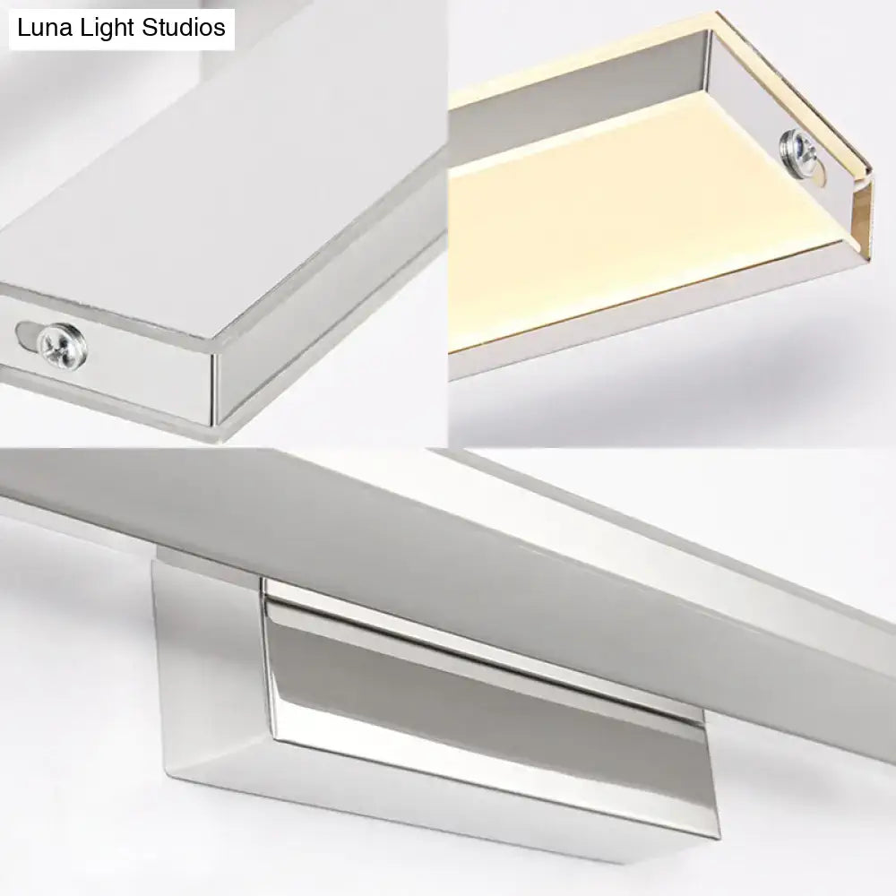 Modern silver slim led wall sconce bathroom light with warm white