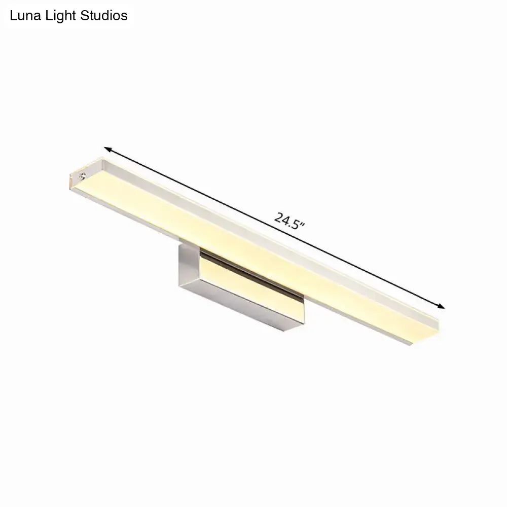 Modern silver slim led wall sconce bathroom light with warm white