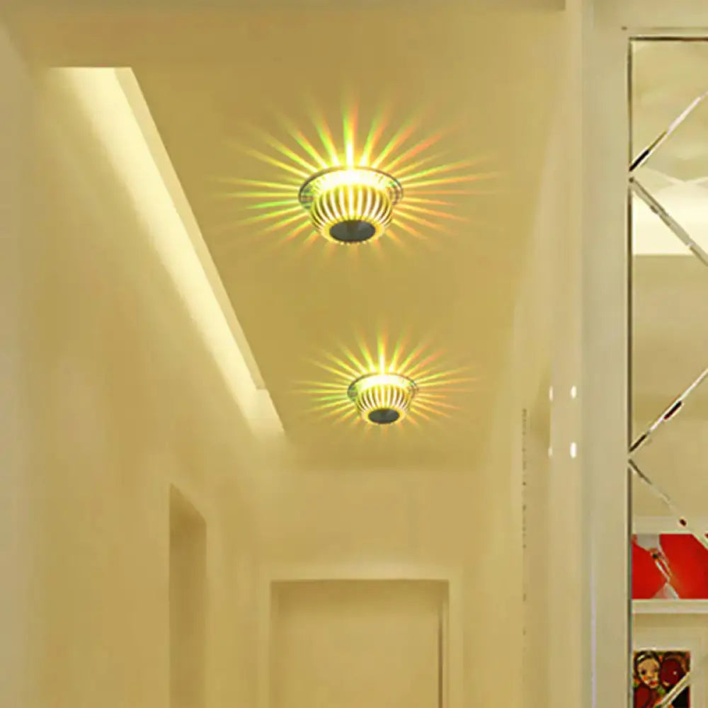 Modern silver starburst led sconce direct wired living room light