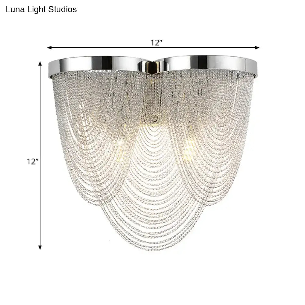 Modern silver tassel chain wall light sitting room crystal sconce