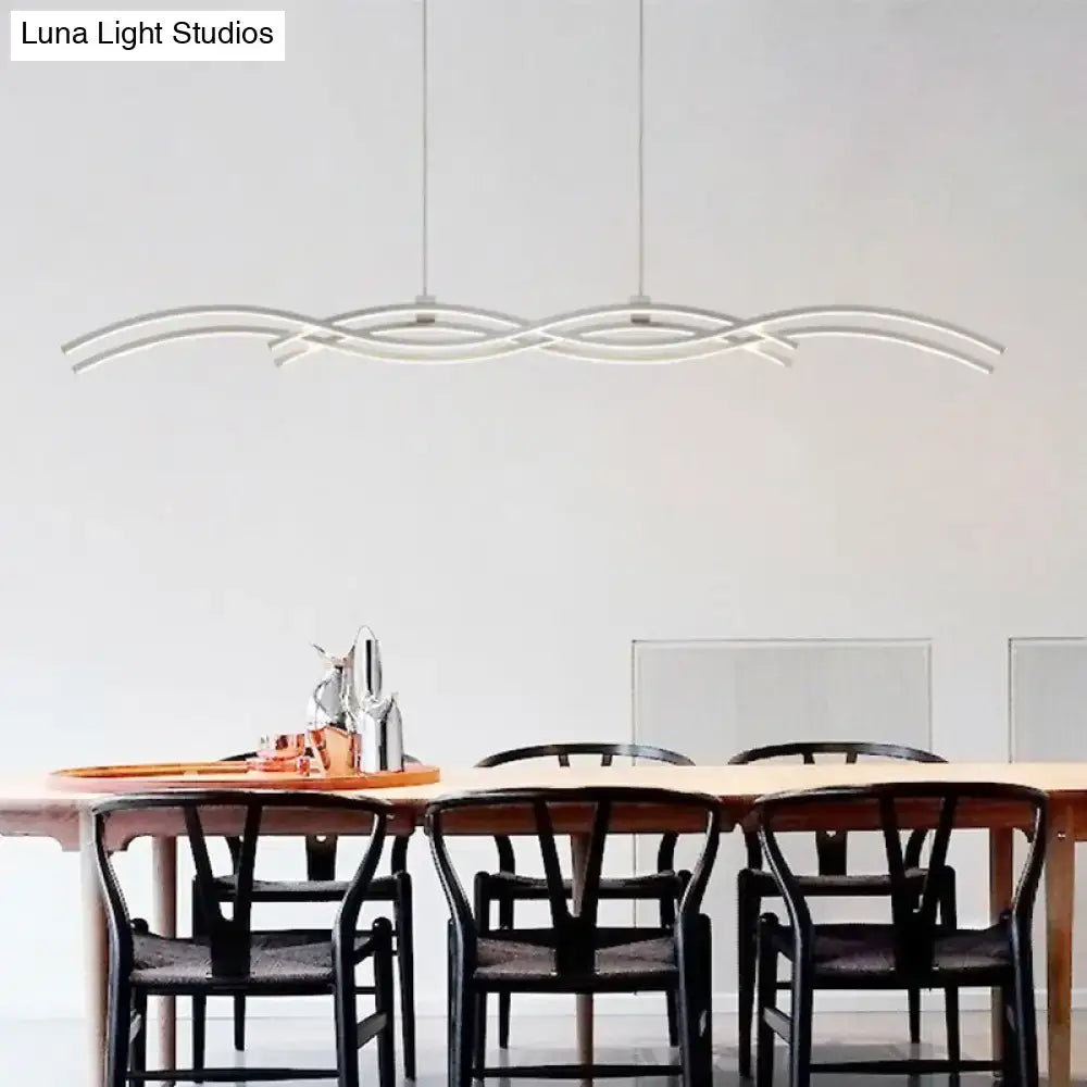 Modern silver wave island pendant light dining room led fixture