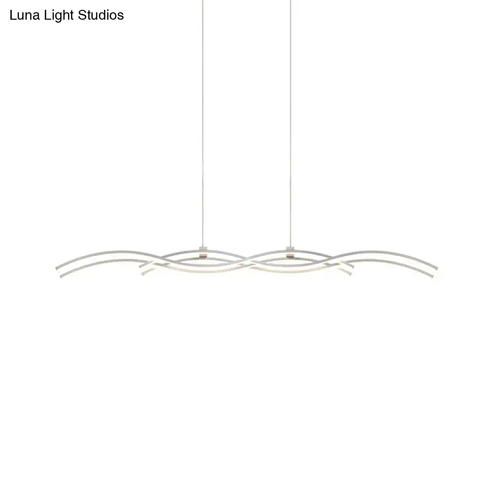 Modern silver wave island pendant light dining room led fixture