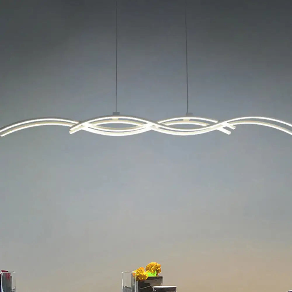 Modern silver wave island pendant light dining room led fixture