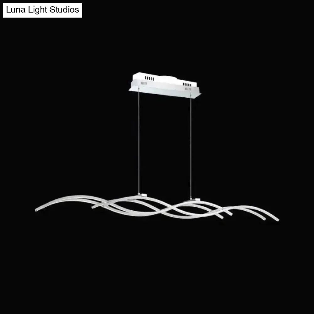 Modern silver wave island pendant light dining room led fixture