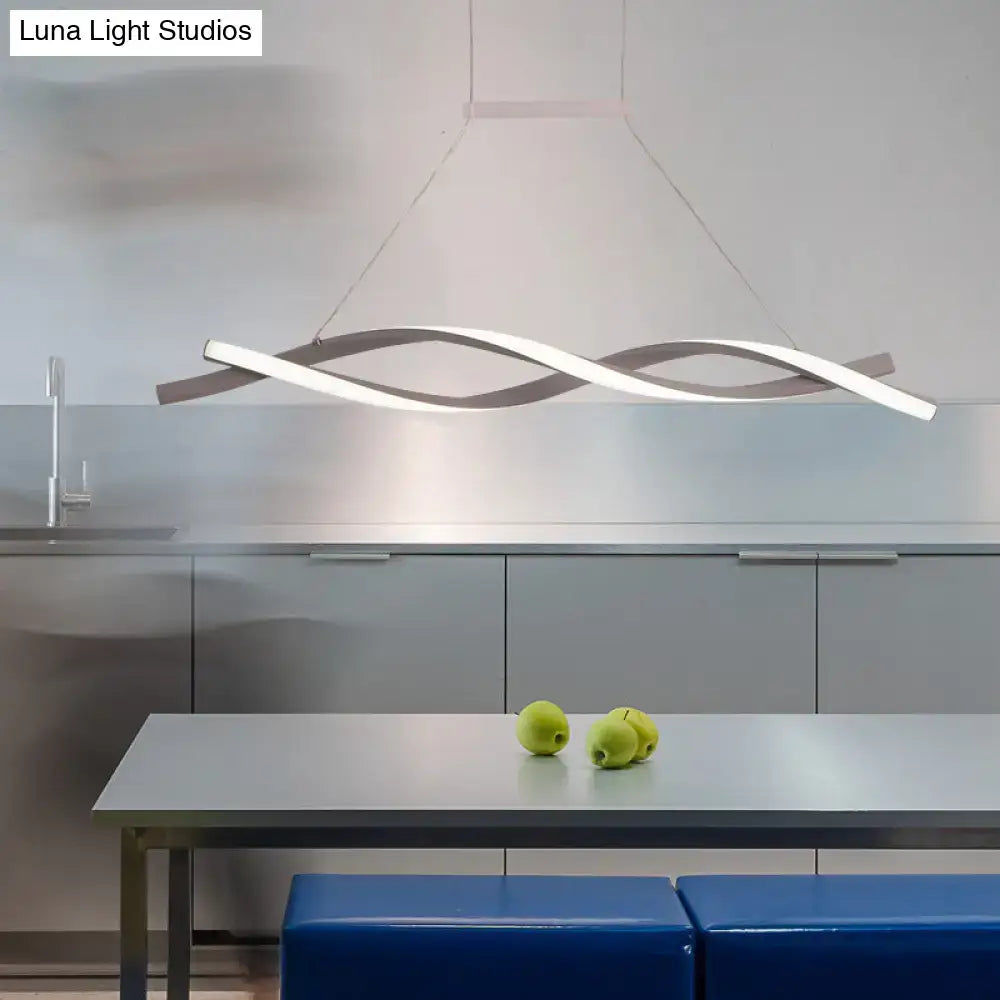 Modern silver & white art deco led pendant light kitchen island