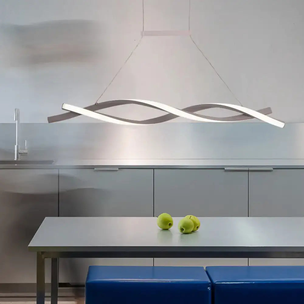 Modern silver & white art deco led pendant light kitchen island