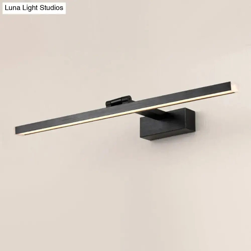 Modern silver wood grain metal linear vanity mirror light bathroom