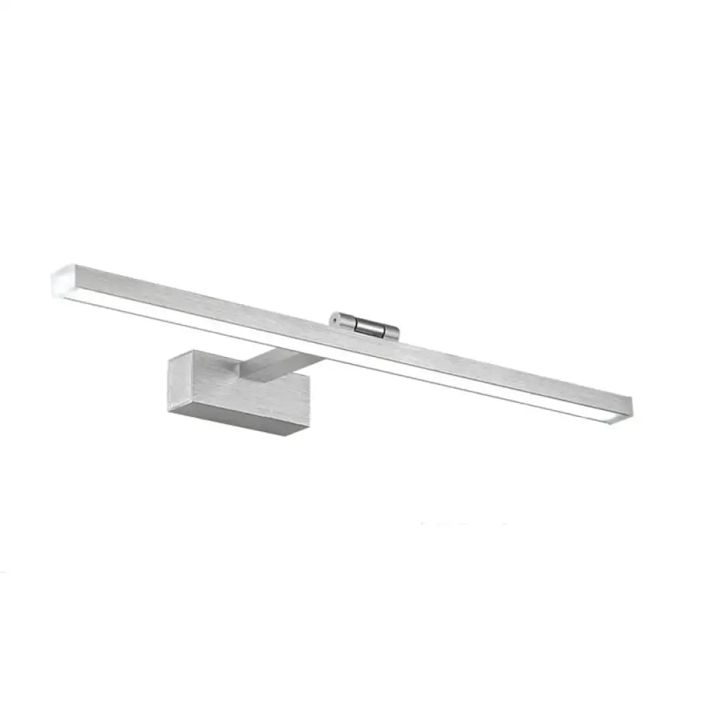 Modern silver wood grain metal linear vanity mirror light bathroom