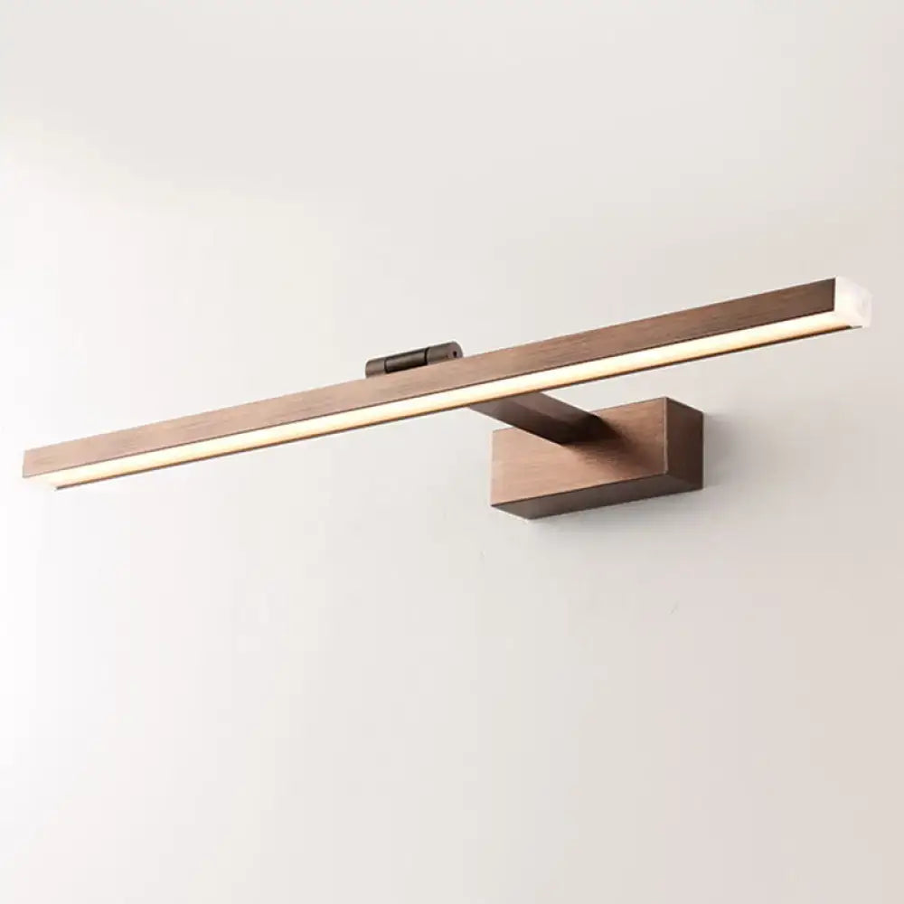 Modern silver wood grain metal linear vanity mirror light bathroom