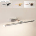 Modern silver wood grain metal linear vanity mirror light fixture with minimalist design for bathroom use
