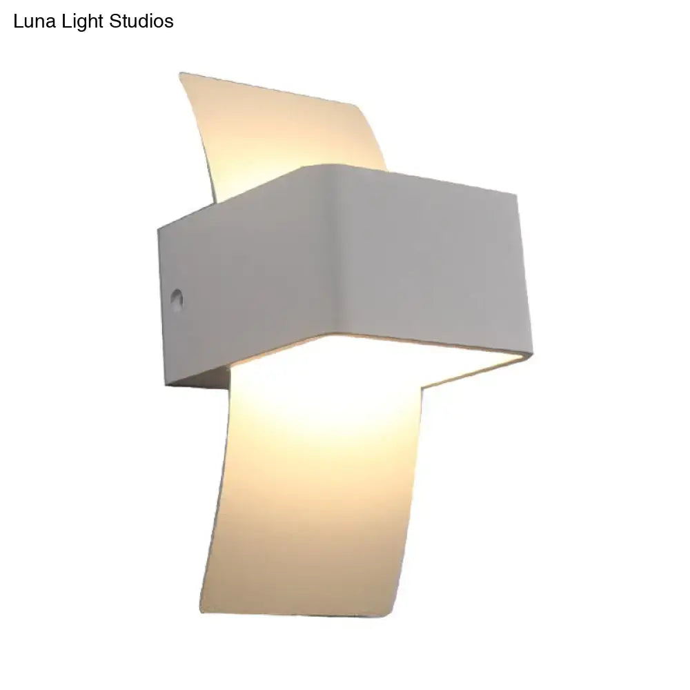 Modern sleek white wall sconce – bedroom warm led light