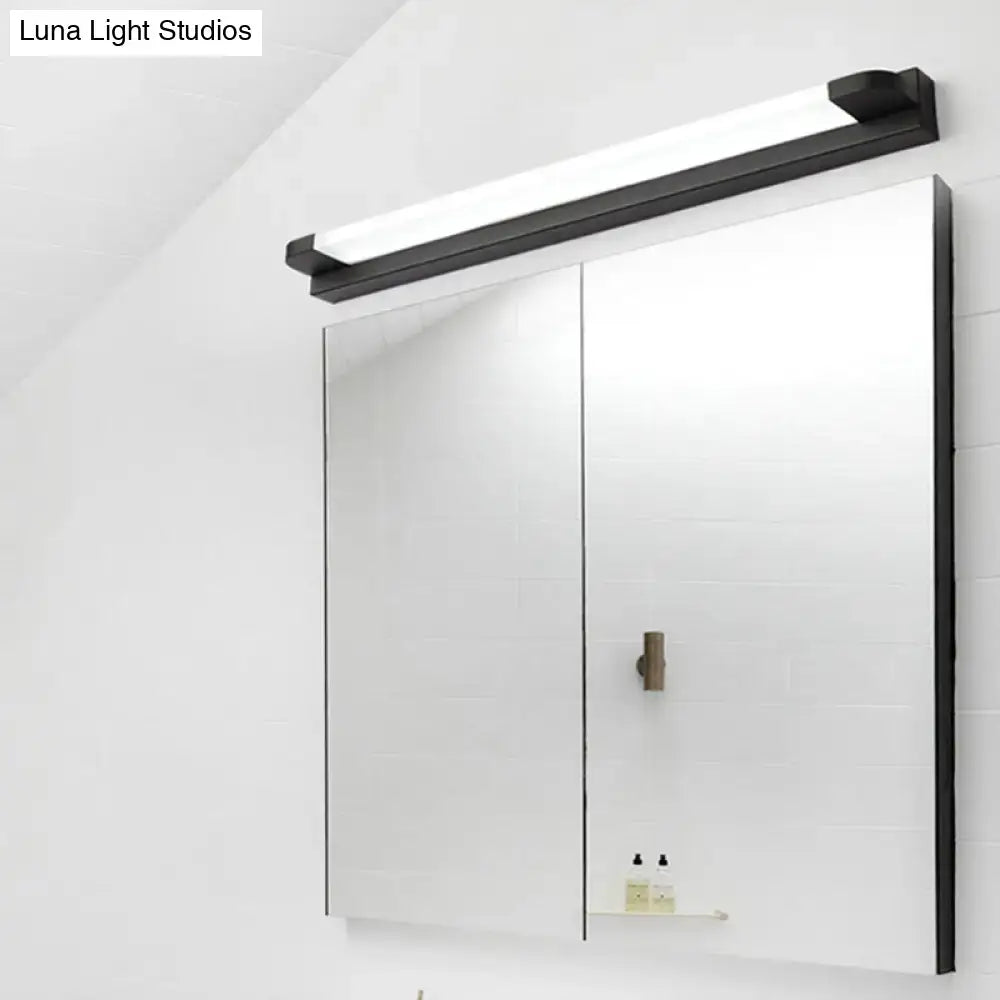 Modern slim led bathroom vanity light in black & white warm white