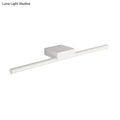 Modern slim white led light fixture with a cylindrical bar providing warm light for bathroom walls