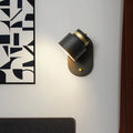 DecorBites™ Modern Small Drum Wall Sconce with Rotatable LED Light - Black and Gold