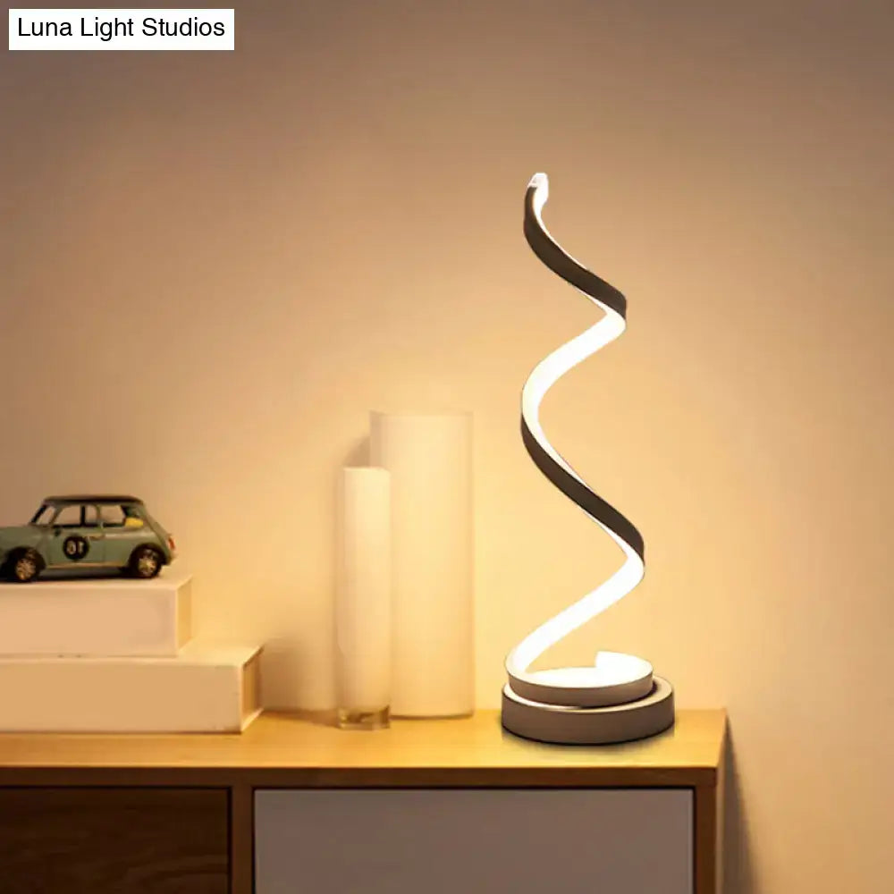 Modern spiral black white & gold led table lamp bedroom task light