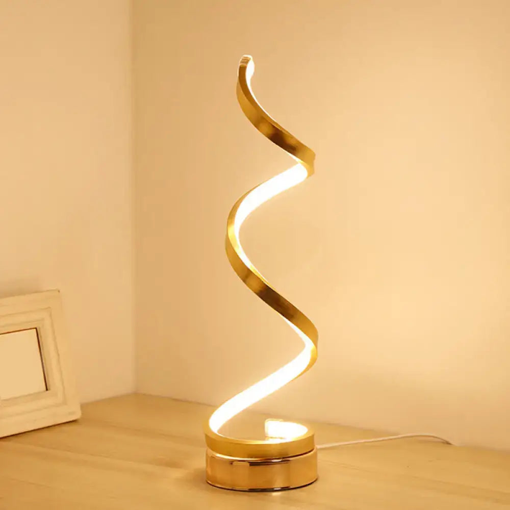 Modern spiral black white & gold led table lamp bedroom task light