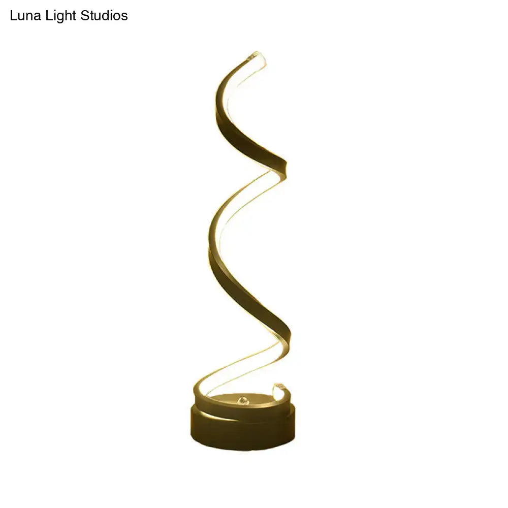 Modern spiral black white & gold led table lamp bedroom task light