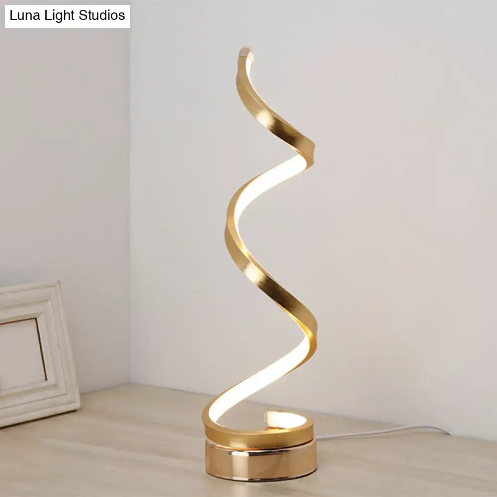 Modern spiral black white & gold led table lamp bedroom task light