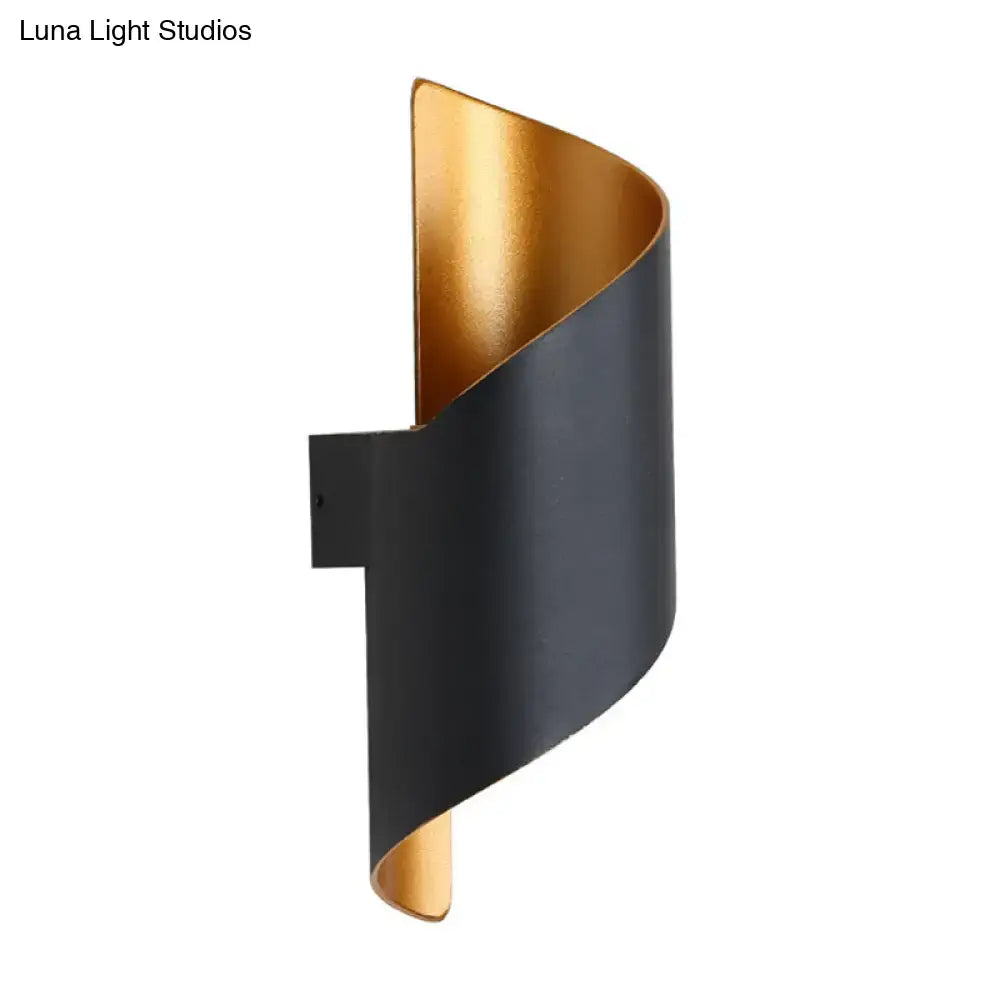 Modern spiral white & gold wall sconce bedroom direct wired light