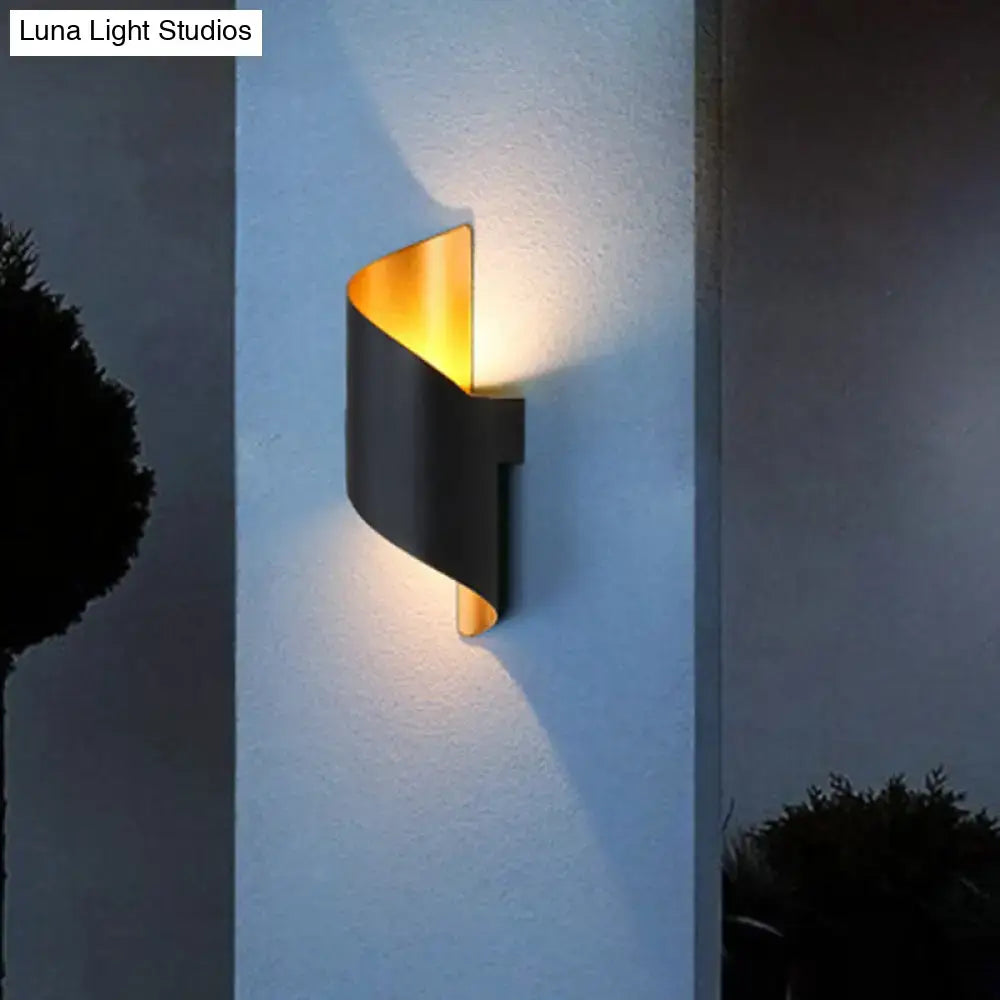 Modern spiral white & gold wall sconce bedroom direct wired light