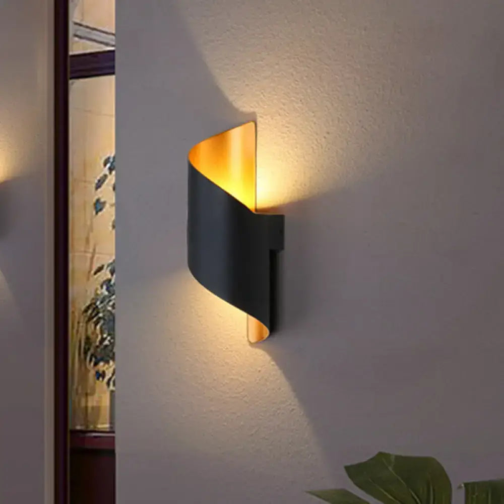 Modern spiral white & gold wall sconce bedroom direct wired light