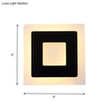 Modern square acrylic led wall sconce black & off-white living room