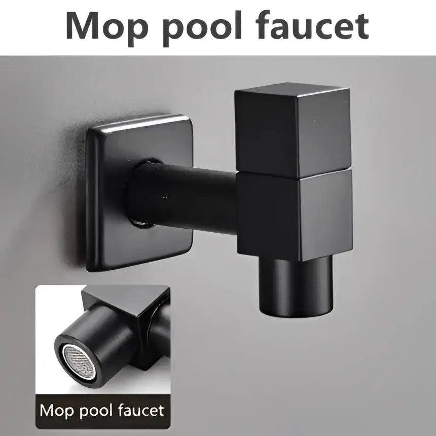 Modern square black wall mount washing machine tap garden faucet