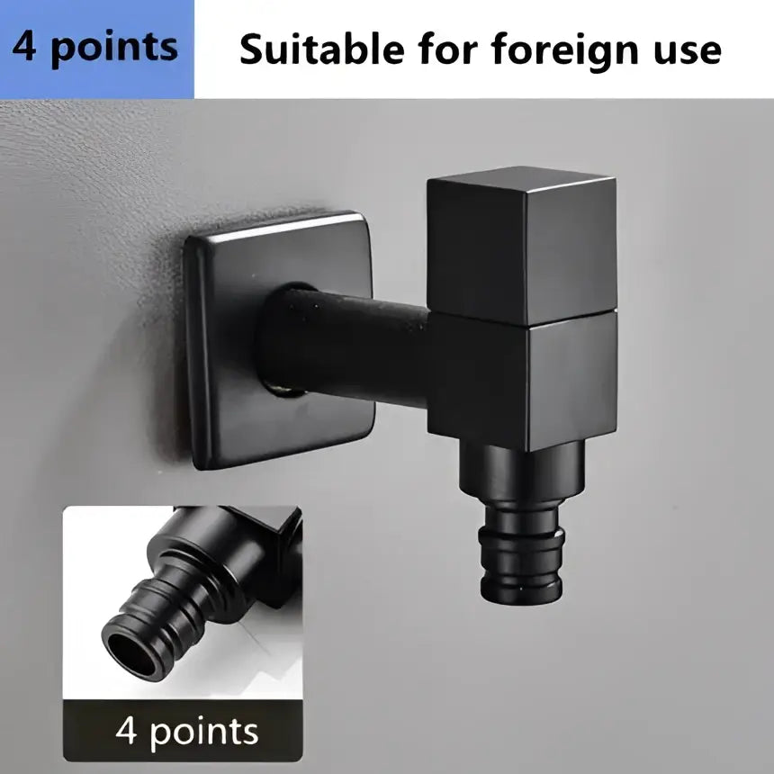 Modern square black wall mount washing machine tap garden faucet