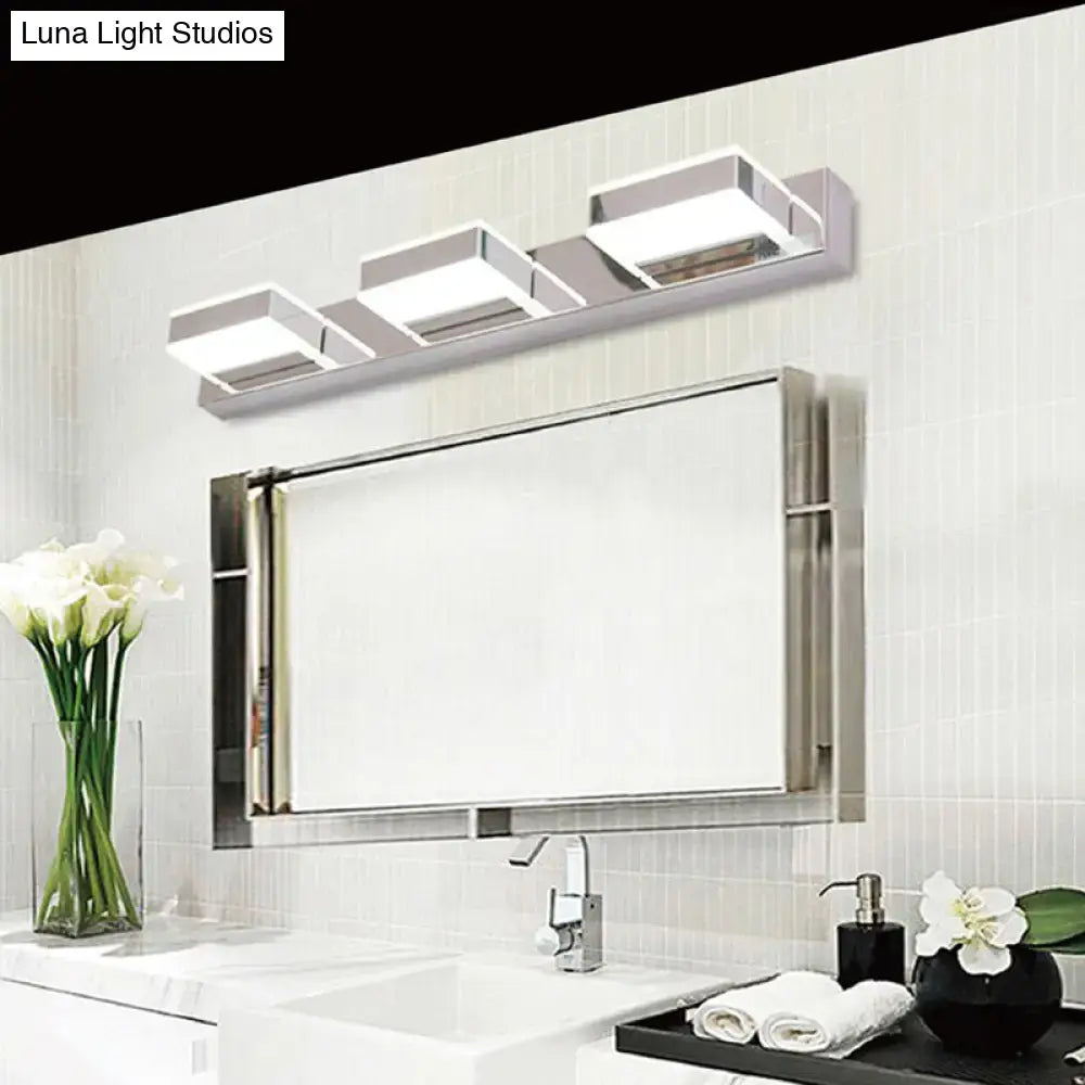 Modern square chrome stainless steel led vanity light bathroom sconce